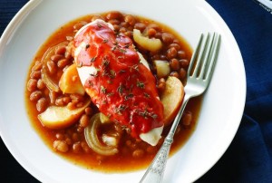 BBQ Chicken over Apple Maple Baked Beans